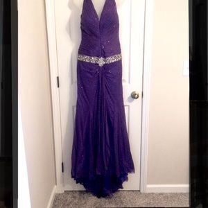 Purple Beaded Sequined Gown